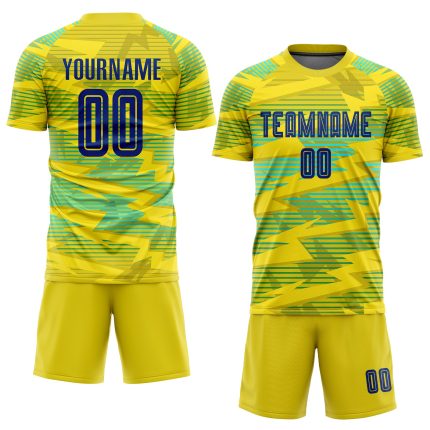 Custom Gold Royal Light Blue Soccer Jersey - Sublimation Away Uniform Custom Gold Royal-Light Blue Away Sublimation Soccer