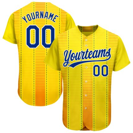 Custom Gold Royal Orange Baseball Jersey - Authentic 3D Pattern Design Custom Gold Royal-Orange 3D Pattern Design Authentic