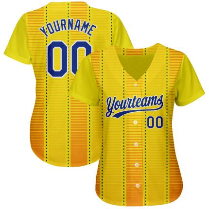 Custom Gold Royal Orange Baseball Jersey - Authentic 3D Pattern Design Custom Gold Royal-Orange 3D Pattern Design Authentic