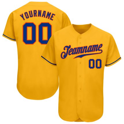 Custom Gold Royal-Orange Baseball Jersey - Authentic Team Sportswear Custom Gold Royal-Orange Authentic Baseball Jersey