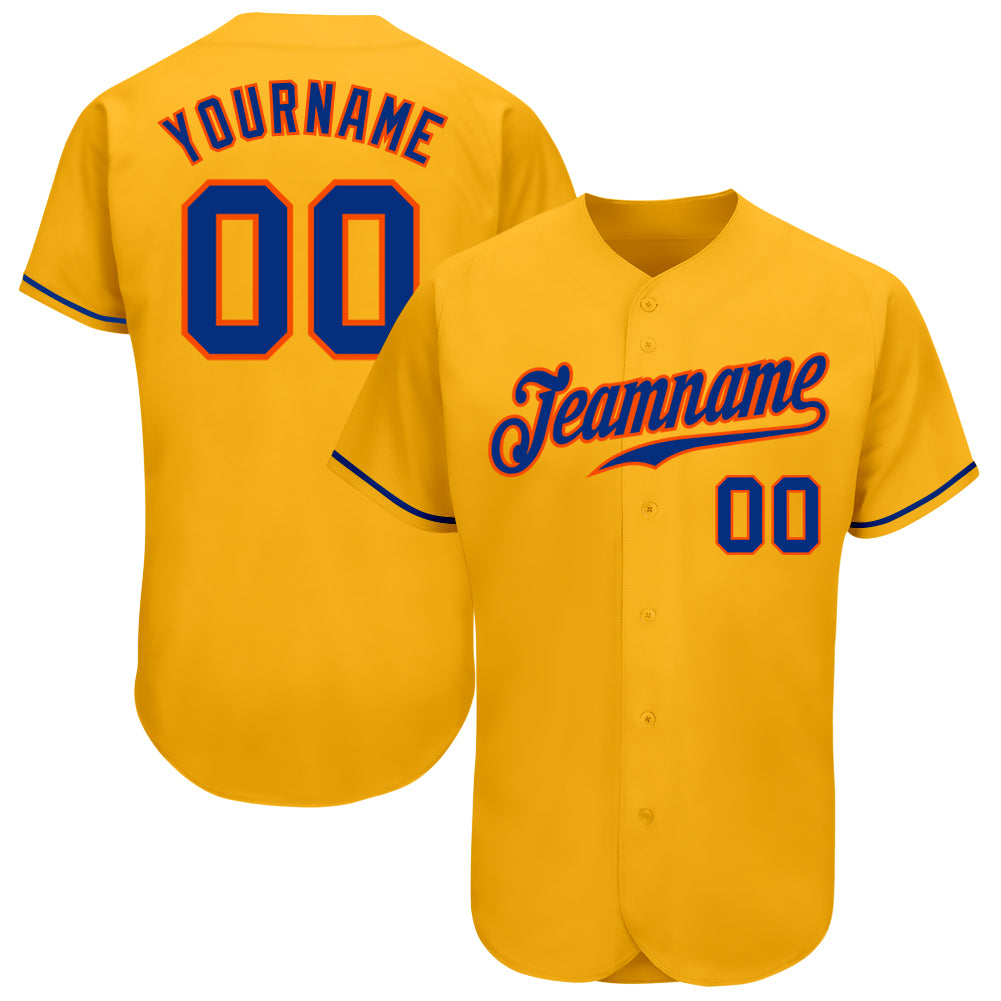 Custom Gold Royal-Orange Authentic Baseball Jersey Custom Gold Royal-Orange Baseball Jersey - Authentic Team Sportswear Custom Gold Royal-Orange Authentic Baseball Jersey