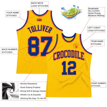Custom Gold Basketball Jersey - Authentic Royal-Orange Throwback Design Custom Gold Royal-Orange Authentic Throwback Basketball