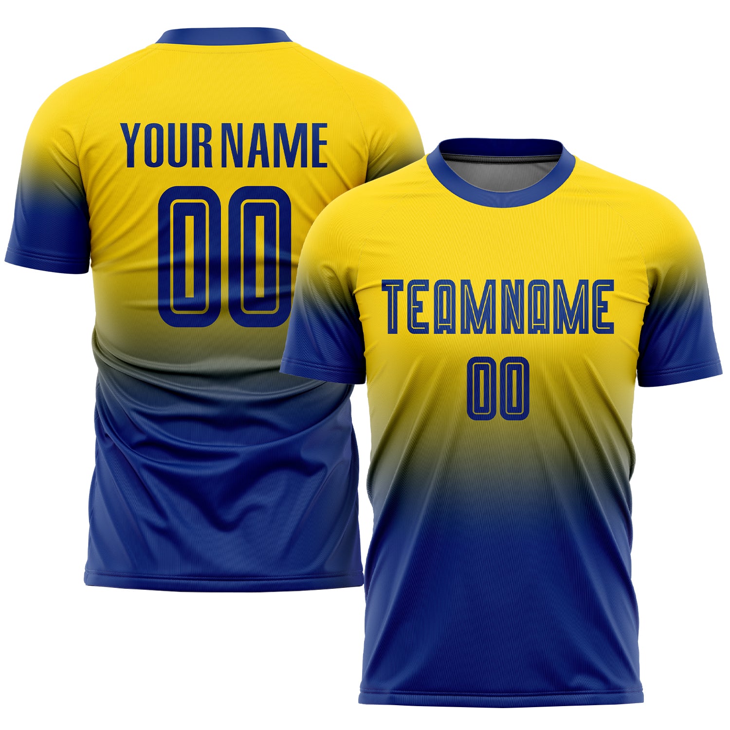 Custom Gold Royal Sublimation Soccer Uniform Jersey - Fade Design Fashion Jersey Custom Gold Royal Sublimation Fade Fashion