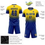 Custom Gold Royal Sublimation Soccer Uniform Jersey - Fade Design Fashion Jersey Custom Gold Royal Sublimation Fade Fashion