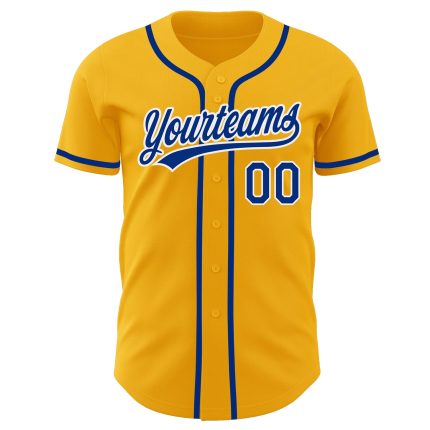 Custom Gold Royal-White Baseball Jersey - Authentic MLB Style Sports Apparel Custom Gold Royal-White Authentic Baseball Jersey