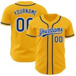 Custom Gold Royal-White Baseball Jersey - Authentic MLB Style Sports Apparel Custom Gold Royal-White Authentic Baseball Jersey