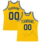 Custom Gold Basketball Jersey Royal-White Authentic Throwback Style 8354 Custom Gold Royal-White Authentic Throwback Basketball