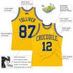 Custom Gold Basketball Jersey Royal-White Authentic Throwback Style 8354 Custom Gold Royal-White Authentic Throwback Basketball