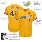 Custom Gold Baseball Jersey - Authentic Style 8537 in Gray and White Custom Gold Steel Gray-White Authentic Baseball Jersey