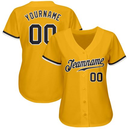 Custom Gold Baseball Jersey - Authentic Style 8537 in Gray and White Custom Gold Steel Gray-White Authentic Baseball Jersey