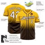 Custom Gold White-Brown Authentic Fade Baseball Jersey - Stylish Fashion Fit Jersey for Men and Women Custom Gold White-Brown