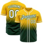 Custom Gold White Green Fade Fashion Baseball Jersey - Authentic Design Custom Gold White-Green Authentic Fade Fashion Baseball