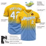 Custom Gold White Light Blue Fade Baseball Jersey - Authentic Fashion Design Custom Gold White-Light Blue Authentic Fade