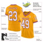 Custom Gold Maroon White Mesh Football Jersey - Authentic Throwback Design Custom Gold White-Maroon Mesh Authentic Throwback