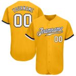 Custom Gold White Navy Baseball Jersey - Authentic Design for Fans Custom Gold White-Navy Authentic Baseball Jersey