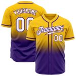 Custom Gold White Purple Authentic Baseball Jersey - Fade Fashion Design Custom Gold White-Purple Authentic Fade Fashion