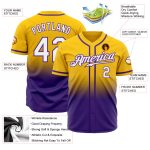 Custom Gold White Purple Authentic Baseball Jersey - Fade Fashion Design Custom Gold White-Purple Authentic Fade Fashion