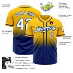 Custom Gold White-Royal Authentic Baseball Jersey - Fade Fashion Design Custom Gold White-Royal Authentic Fade Fashion Baseball