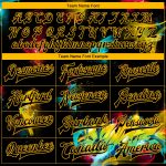 Black Gold Custom Graffiti 3D Varsity Letterman Bomber Jacket Full-Snap Custom Graffiti Pattern Black-Gold 3D Bomber Full-Snap