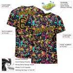 Custom Graffiti Pattern Black Gold 3D Grunge Performance Shirt - Unique Stylish Tee for Men Custom Graffiti Pattern Black-Gold