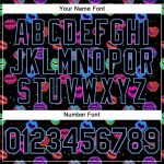 Custom Graffiti Black Light Blue 3D Dots Kiss Lips Baseball Jersey Authentic Custom Graffiti Pattern Black-Light Blue 3D