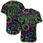 Black-Neon Green Custom Graffiti 3D Splatter Baseball Jersey - Authentic Design Custom Graffiti Pattern Black-Neon Green