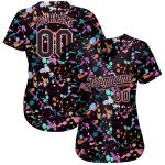 Custom Black Pink 3D Graffiti Pattern Authentic Baseball Jersey - Expressive Splatter Design Custom Graffiti Pattern Black-Pink