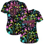 Custom Black-Pink Graffiti 3D Neon Splatter Baseball Jersey - Authentic Design Custom Graffiti Pattern Black-Pink 3D Neon