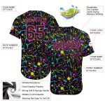 Black-Pink Custom Graffiti 3D Neon Splatter Baseball Jersey - Style 7876 Custom Graffiti Pattern Black-Pink 3D Neon Splatter