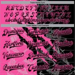 Custom Graffiti Pattern Bomber Jacket Black Pink Light Blue 3D Full-Snap Varsity Letterman Custom Graffiti Pattern Black