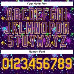 Gold Purple Custom Graffiti Pattern 3D Paint Splatter Baseball Jersey Custom Graffiti Pattern Gold-Purple 3D Clashing Colors