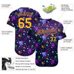 Gold Purple Custom Graffiti Pattern 3D Paint Splatter Baseball Jersey Custom Graffiti Pattern Gold-Purple 3D Clashing Colors