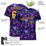 Graffiti Pattern Performance T-Shirt - Gold Purple 3D Paint Splatter Design Custom Graffiti Pattern Gold-Purple 3D Clashing