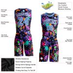 Light Blue White Custom Graffiti Basketball Jersey Sublimation Round Neck Suit Custom Graffiti Pattern Light Blue-White Round