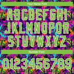 Neon Green White Custom Graffiti Pattern 3D Varsity Letterman Bomber Jacket Custom Graffiti Pattern Neon Green-White 3D Bomber
