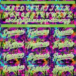 Neon Green White Custom Graffiti Pattern 3D Varsity Letterman Bomber Jacket Custom Graffiti Pattern Neon Green-White 3D Bomber