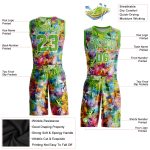 Neon Green White Custom Graffiti Basketball Jersey Round Neck Sublimation Suit Custom Graffiti Pattern Neon Green-White Round