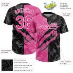 Custom Pink Black 3D Graffiti Pattern Unisex Softball Jersey - Two-Button Design Custom Graffiti Pattern Pink-Black 3D Two-Button