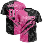 Custom Pink Black 3D Graffiti Pattern Unisex Softball Jersey - Two-Button Design Custom Graffiti Pattern Pink-Black 3D Two-Button
