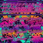 Bright Neon Pink Purple Custom Graffiti 3D Long Sleeve Performance T-Shirt Custom Graffiti Pattern Pink-Purple Bright Neon