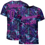 Custom Purple Pink Graffiti 3D Geometric Patterns Performance T-Shirt Custom Graffiti Pattern Purple-Pink 3D Creative Geometric