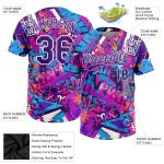 Purple-White Custom Graffiti 3D Bright Psychedelic Unisex Softball Jersey - Two-Button Design Custom Graffiti Pattern Purple-White