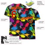 Red Gold Graffiti Pattern 3D Colorful Messy Art Ink Paintbrush Performance T-Shirt Custom Graffiti Pattern Red-Gold 3D Colorful