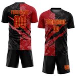 Red-Gold Custom Graffiti Soccer Jersey Sublimation Uniform for Team Sports Custom Graffiti Pattern Red-Gold Sublimation Soccer