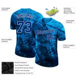 Custom Graffiti Pattern 3D Performance T-Shirt Royal-White for Men Custom Graffiti Pattern Royal-White 3D Performance T-Shirt