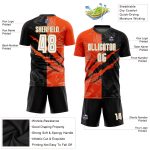 Custom Graffiti Pattern Soccer Jersey White Black Orange Old Gold Sublimation Uniform Custom Graffiti Pattern White Black