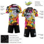 Custom Graffiti Pattern Soccer Jersey - White Light Blue Sublimation Uniform Custom Graffiti Pattern White-Light Blue Sublimation