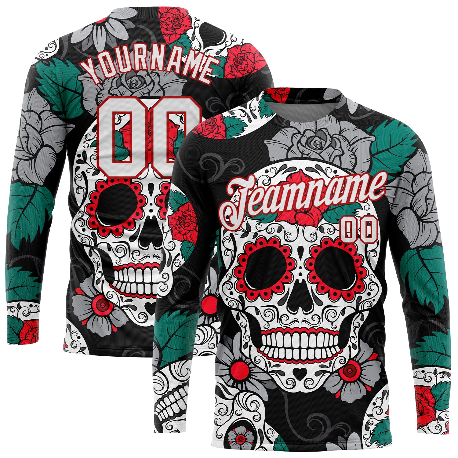 Custom Graffiti Pattern White-Red Skull Fashion 3D Long Sleeve Performance T-Shirt Custom Graffiti Skull 3D Long Sleeve Performance T-Shirt - White Red Fashion Shirt Custom Graffiti Pattern White-Red Skull
