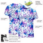 Custom Graffiti Pattern 3D Abstract Watercolor White-Royal T-Shirt Performance Custom Graffiti Pattern White-Royal 3D Abstract