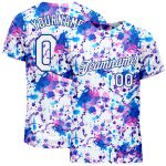 Custom Graffiti Pattern 3D Abstract Watercolor White-Royal T-Shirt Performance Custom Graffiti Pattern White-Royal 3D Abstract